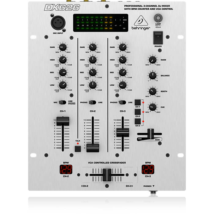 DX626_P0156_Top_XL Behringer DX626 3 Channel DJ Mixer - Image 1