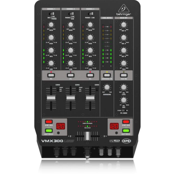Behringer VMX300USB Professional 3-Channel DJ Mixer - Image 1